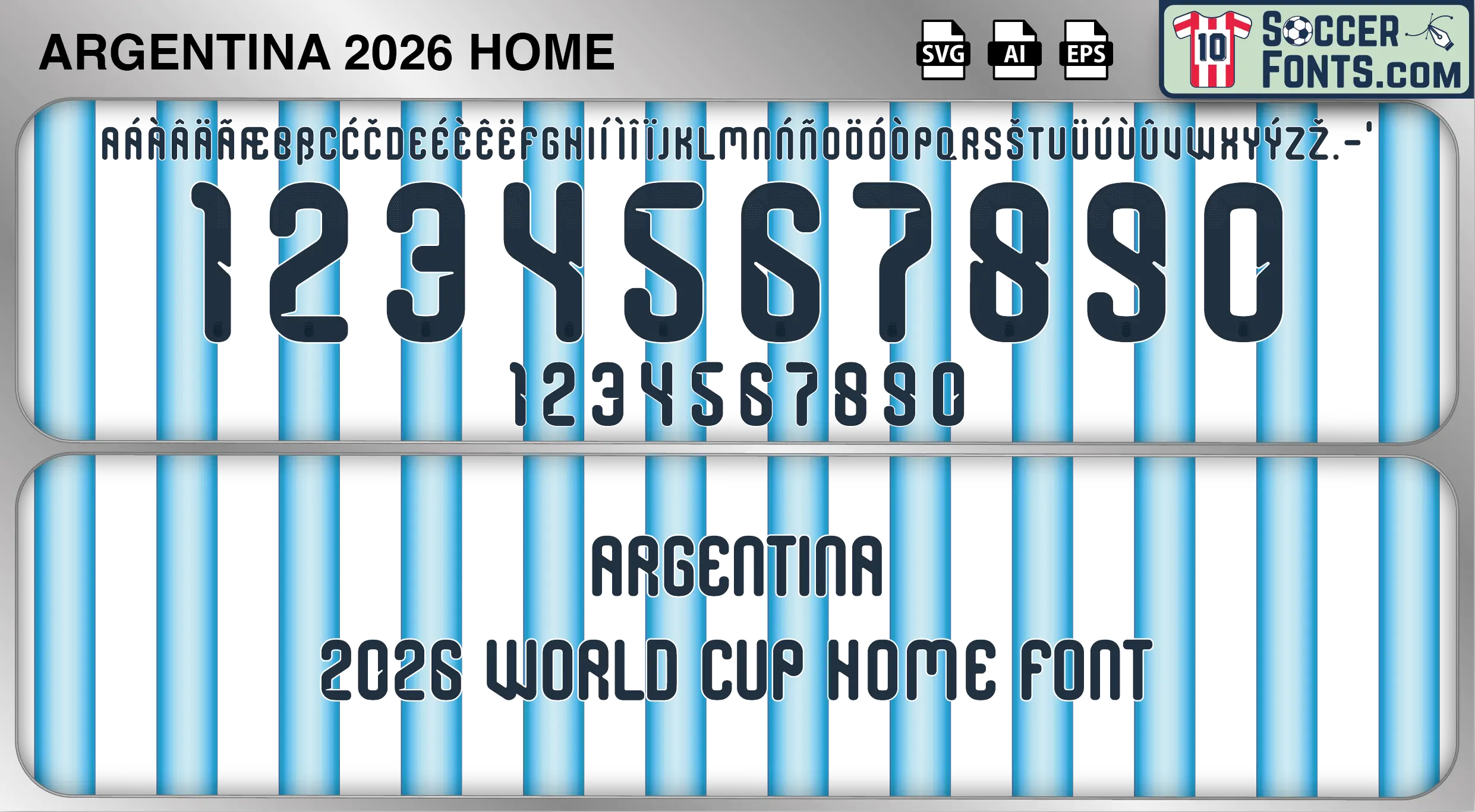 Argentina 2026 World Cup font home football shirt vector design