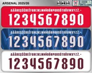 Arsenal 2025-26 font football shirt vector design