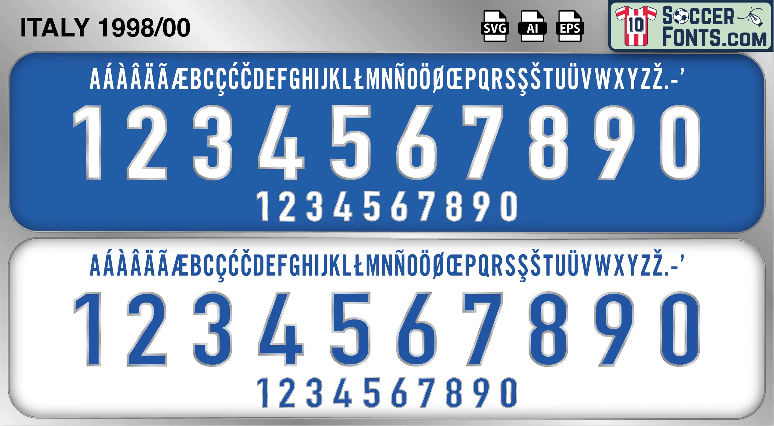 Italy 1998-00 font football shirt vector design