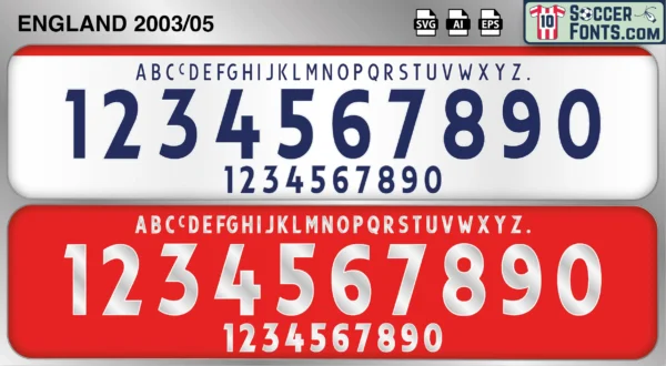 Code 2003 Font England 2003-05 Font - Football Shirt Font Vector | SoccerFonts