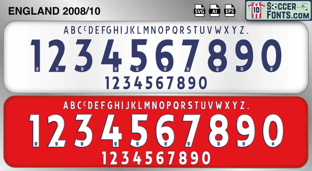 England 2008-10 Font - Football Shirt Font Vector | SoccerFonts