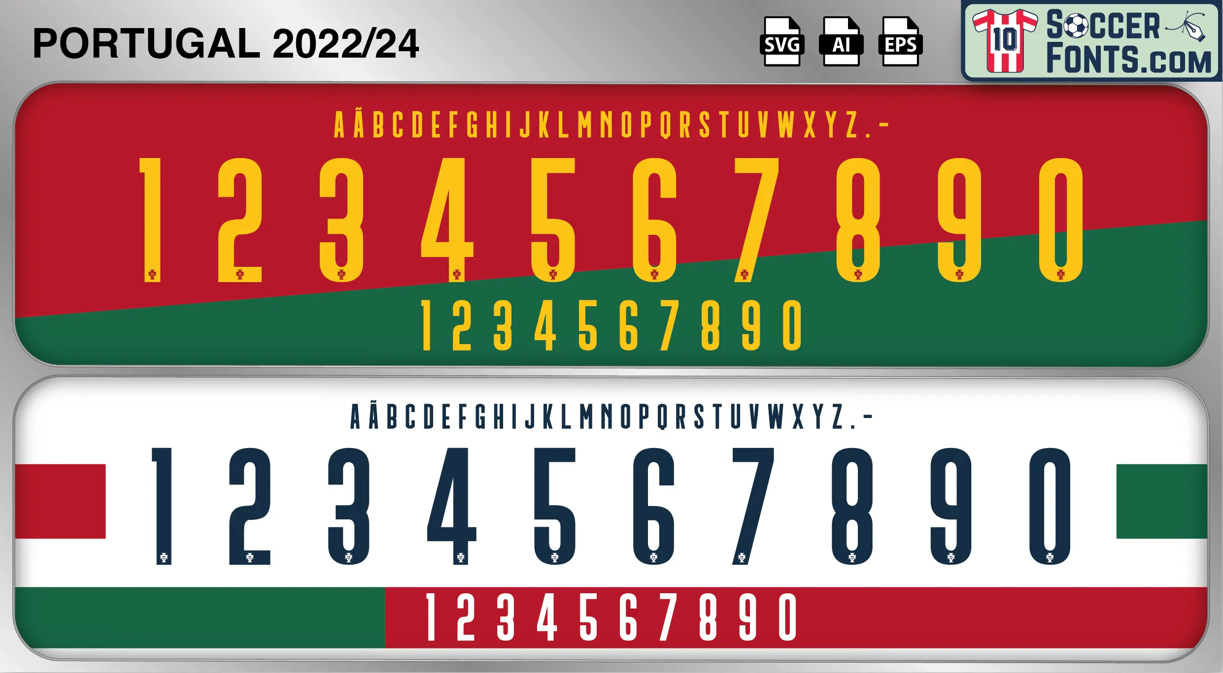 Portugal 2022-24 font football shirt vector design