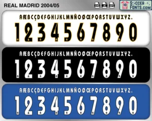 Real Madrid 2004-05 font football shirt vector design