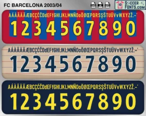 FC Barcelona 2003-04 font UEFA Cup football shirt vector design