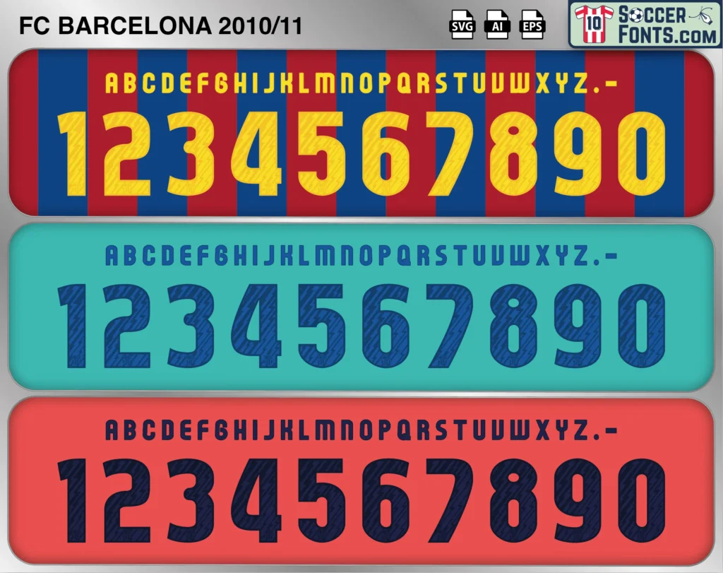 FC Barcelona 2010-11 Font - Football Shirt Font Vector | SoccerFonts