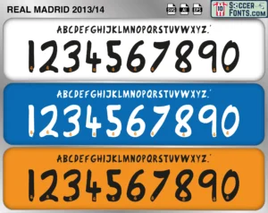 Real Madrid 2013-14 font football shirt vector design