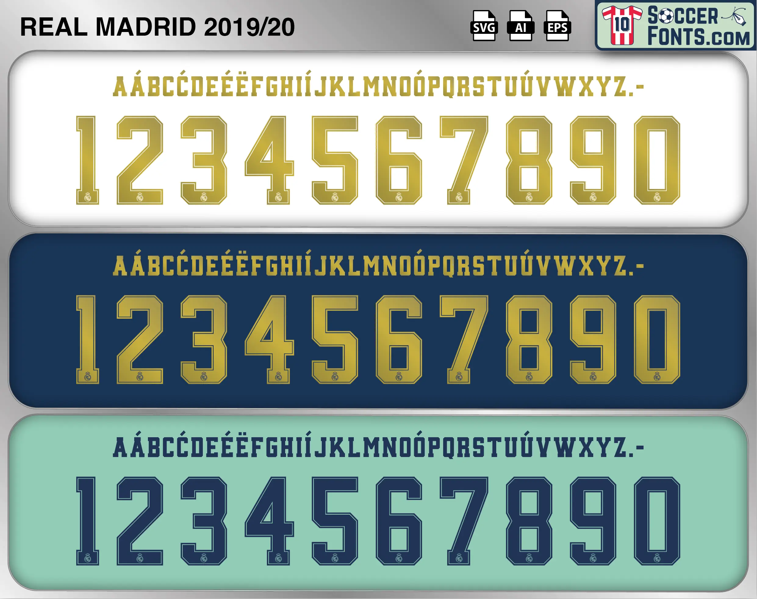 Real Madrid 2019-20 font football shirt vector design
