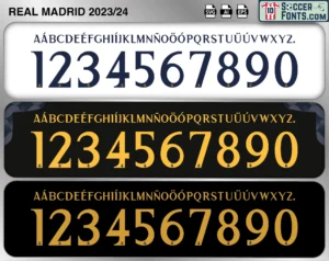 Real Madrid 2023-24 font football shirt vector design