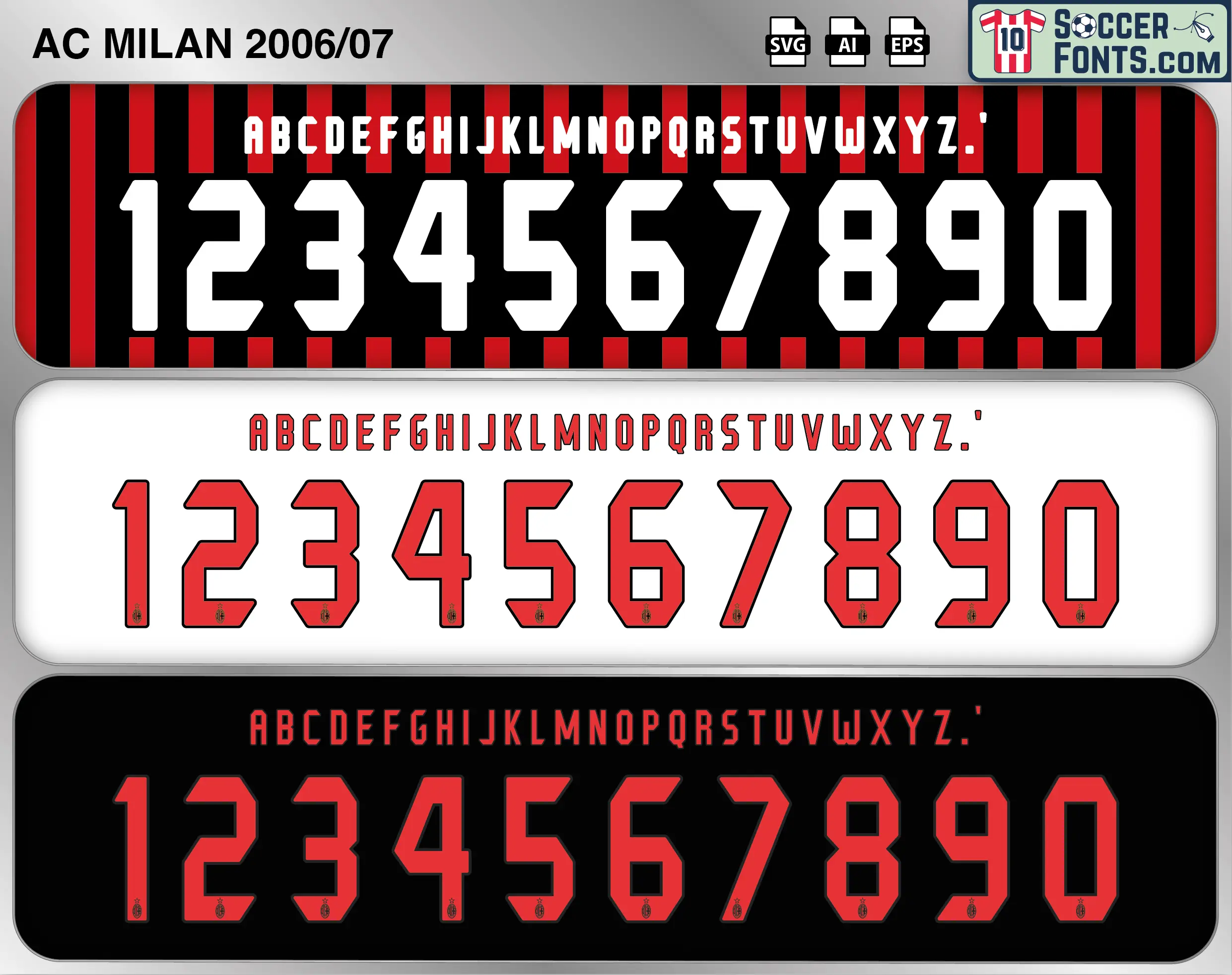 AC Milan 2006-07 Font football shirt vector design