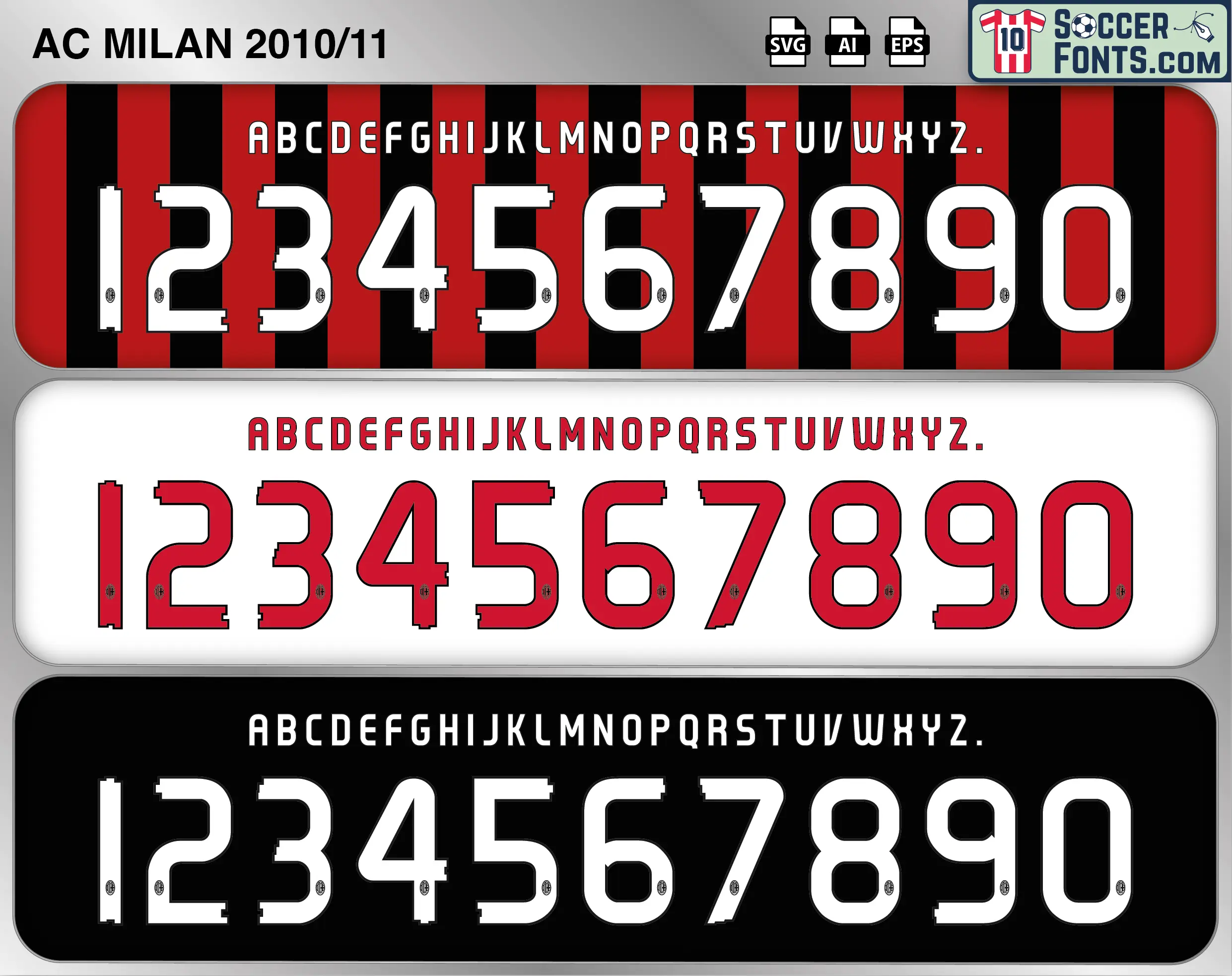 AC Milan 2010-11 Font football shirt vector design