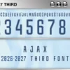 Ajax 2026-27 third football shirt font showing alphabet letters and jersey numbers