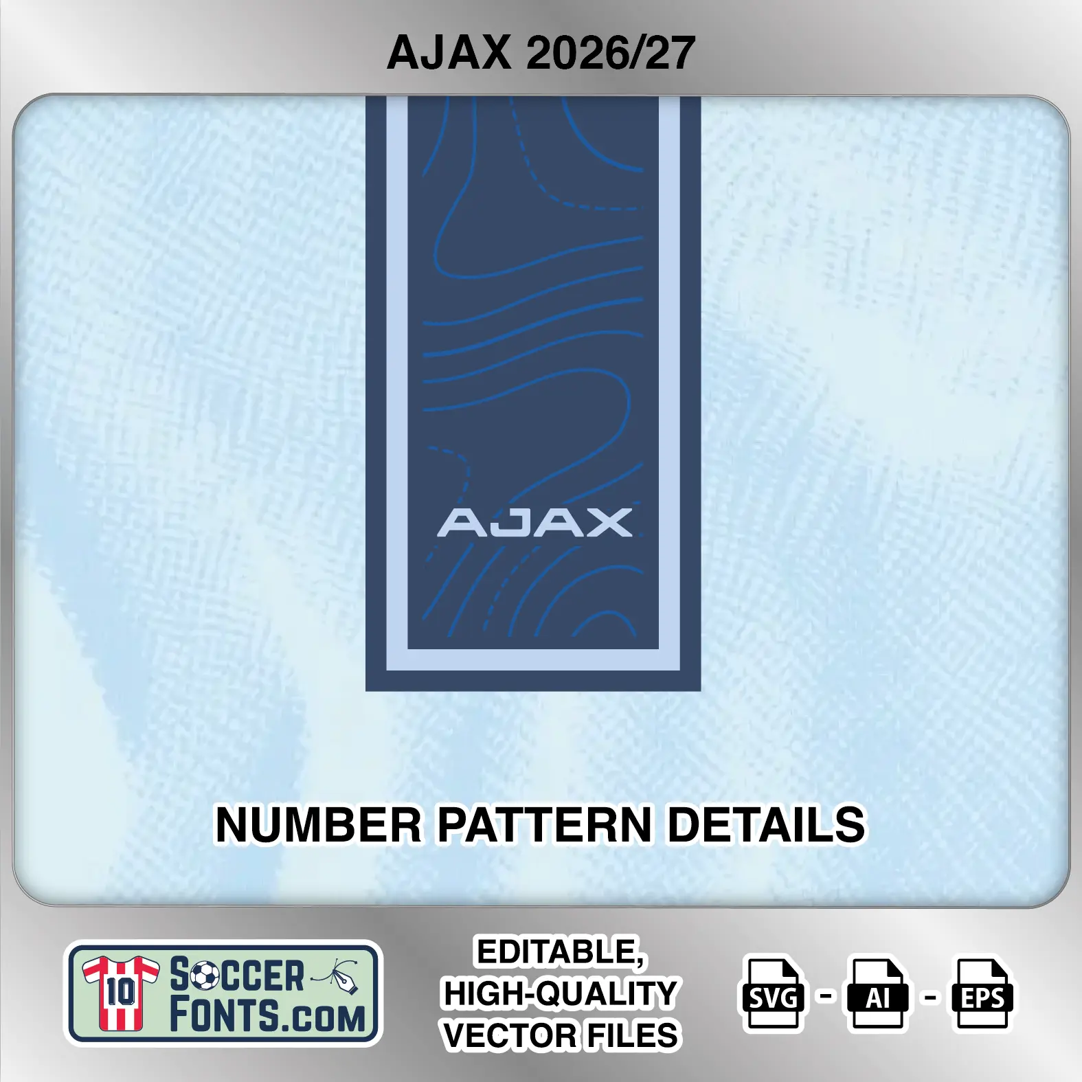 Ajax 2026-27 third football shirt number close-up showing pattern and club crest details inside