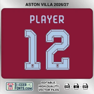 Aston Villa 2026-27 Font Home Jersey Mockup