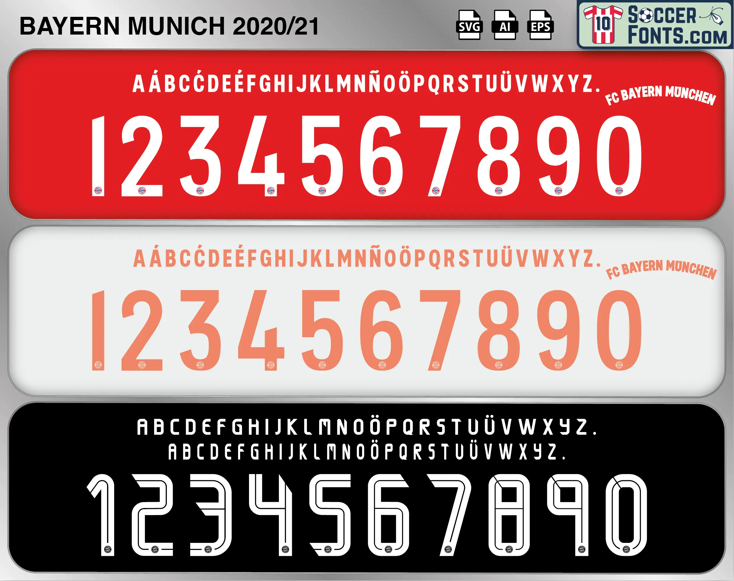 Bayern Munich 2020-21 Font football shirt vector design
