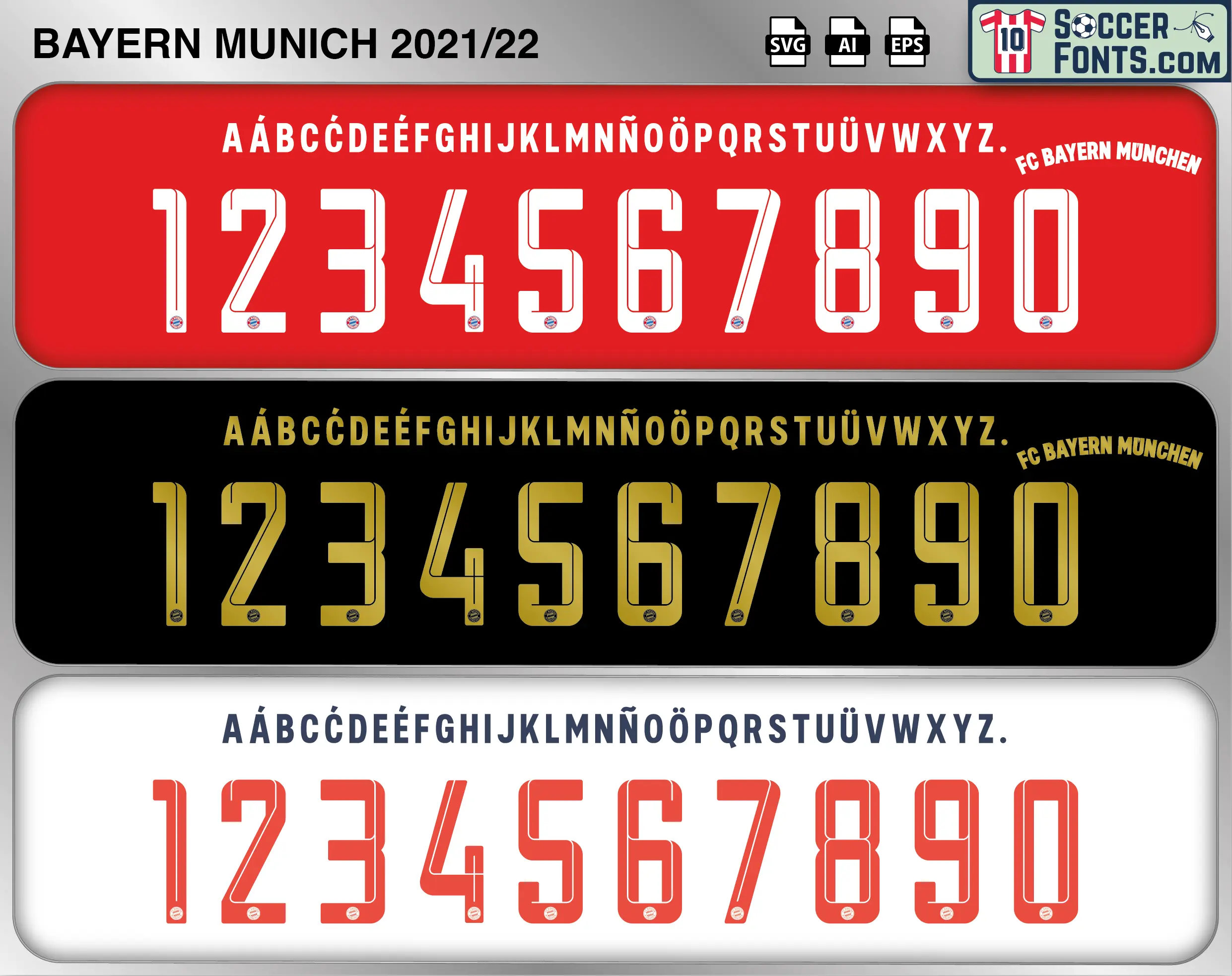 Bayern Munich 2021-22 Font football shirt vector design