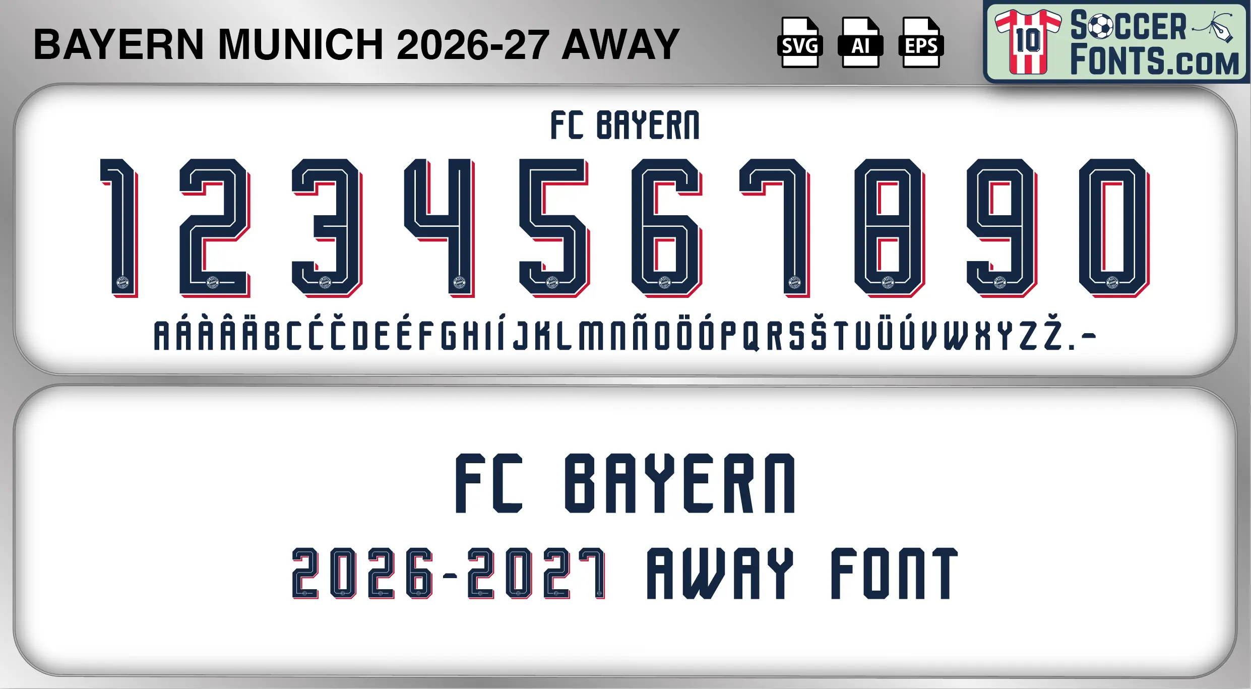 Bayern Munich 2026-27 Font Away football shirt vector design