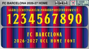 FC Barcelona 2026-27 font home UCL football shirt vector design