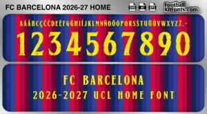 FC Barcelona 2026-27 font home UCL football shirt vector design