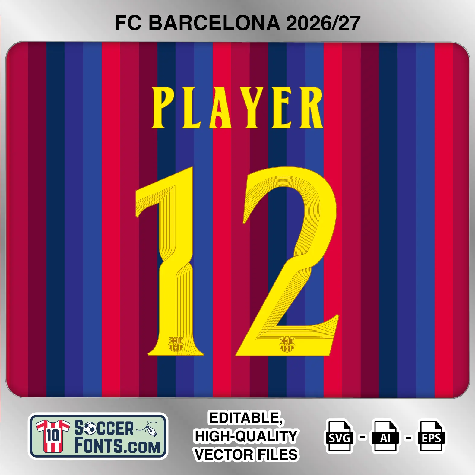 FC Barcelona 2026-27 Font Home Jersey Mockup