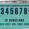 FC Barcelona 2026-27 UCL third football shirt font showing alphabet letters and jersey numbers