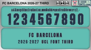 FC Barcelona 2026-27 font third UCL football shirt vector design