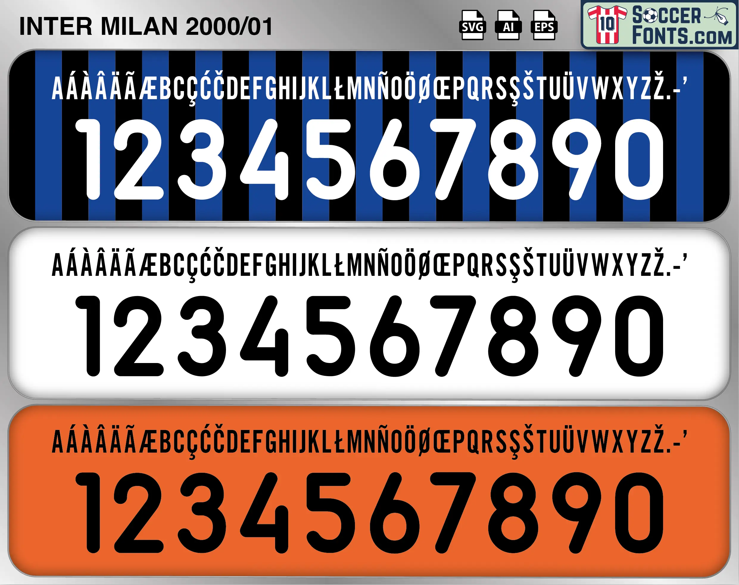 Inter Milan 2000-01 Font football shirt vector design
