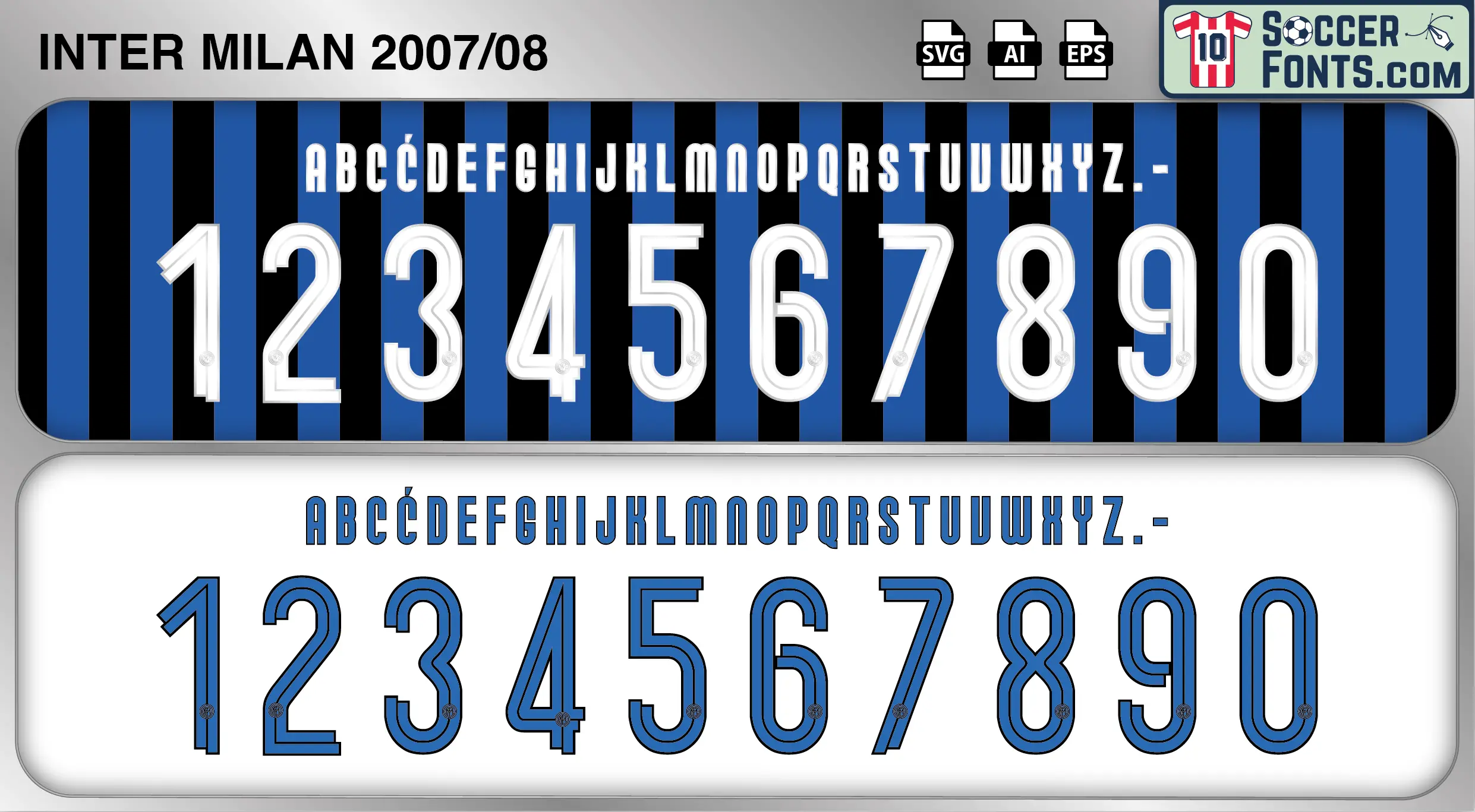 Inter Milan 2007-08 Font football shirt vector design