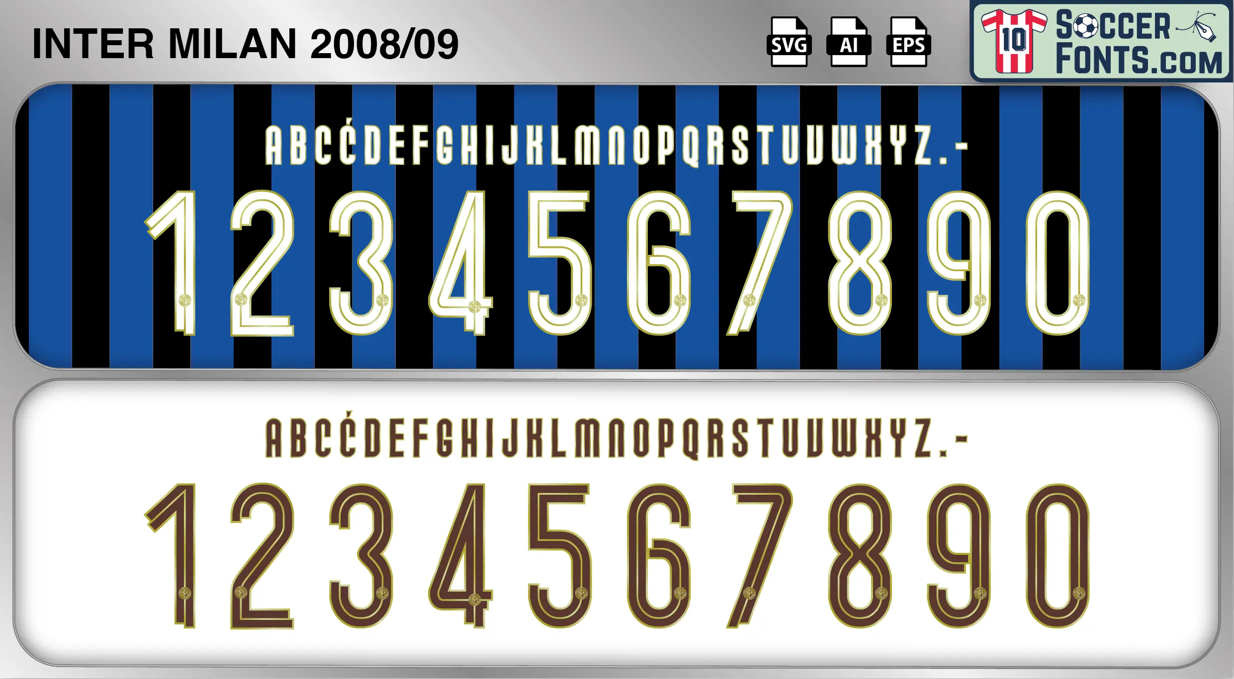 Inter Milan 2008-09 Font football shirt vector design