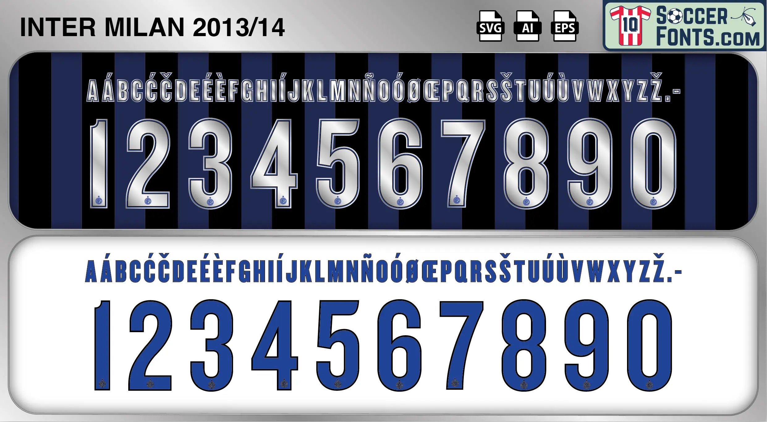 Inter Milan 2013-14 Font football shirt vector design