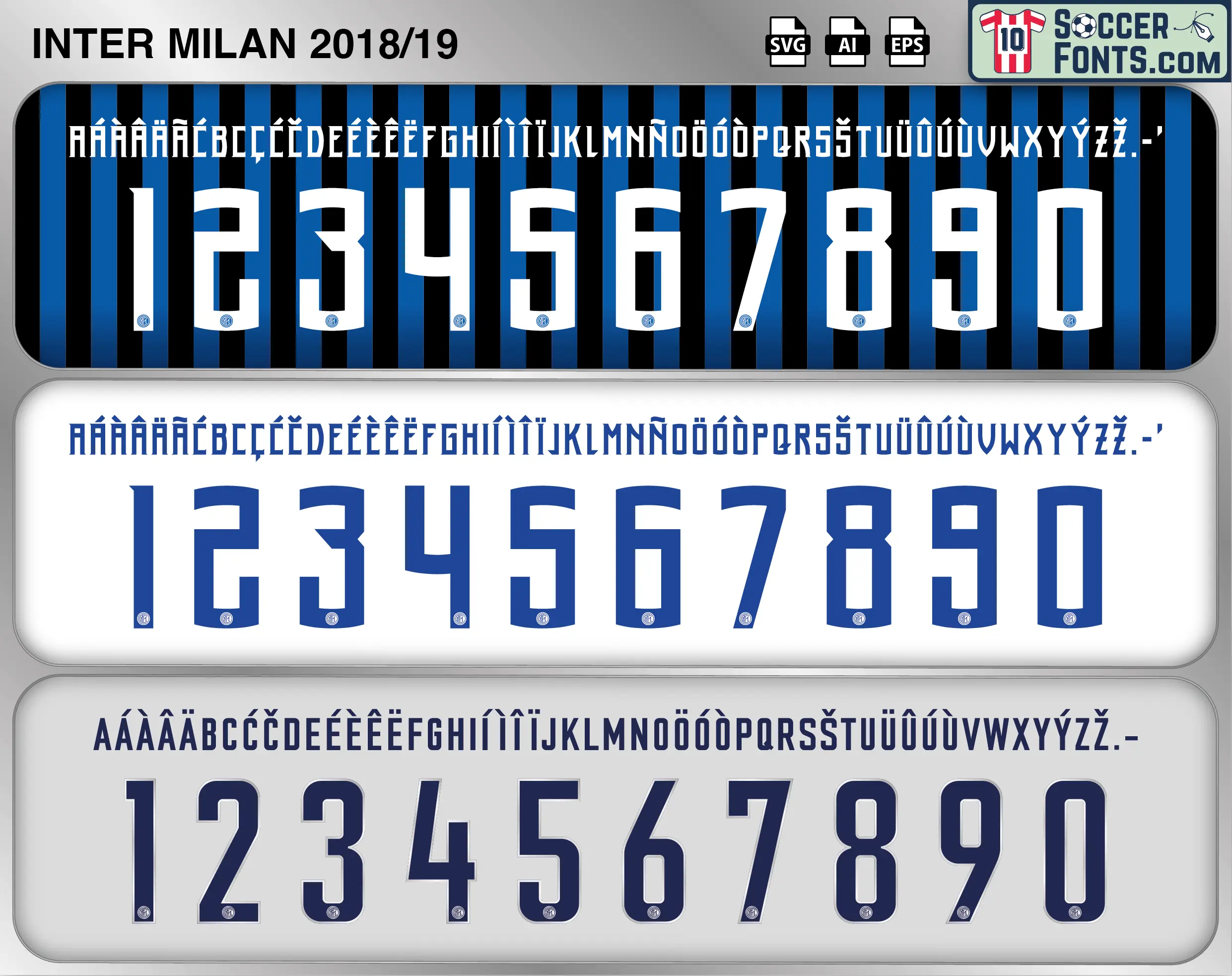 Inter Milan 2018-19 Font football shirt vector design