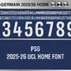 PSG 2025-26 Font Home UCL football shirt vector design