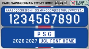 PSG 2026-27 Font Home UCL football shirt vector design