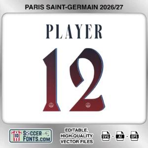 PSG 2026-27 Font UCL Away Jersey Mockup