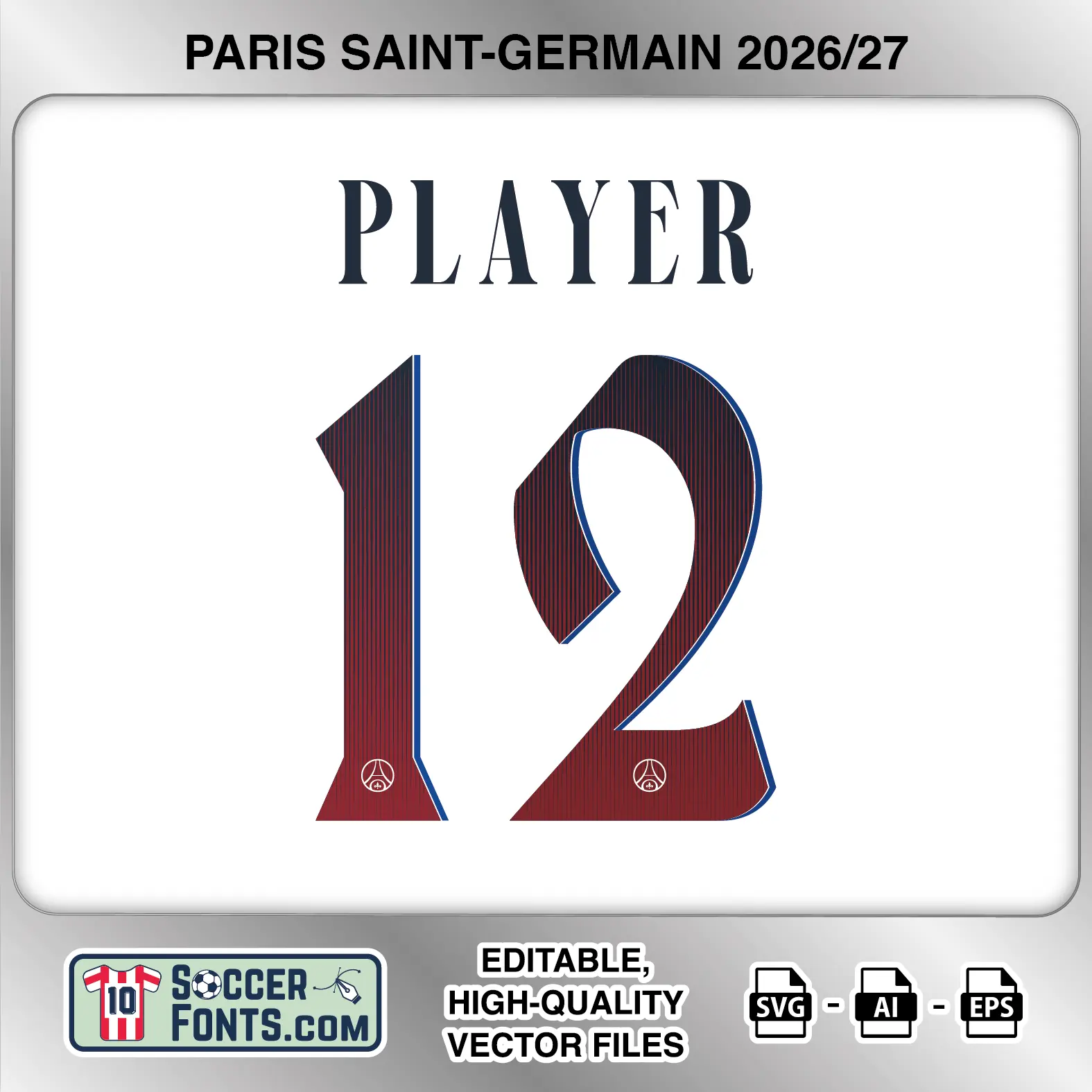 PSG 2026-27 Font UCL Away Jersey Mockup