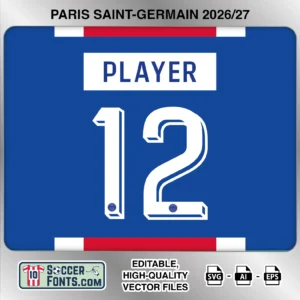 PSG 2026-27 Font UCL Home Jersey Mockup