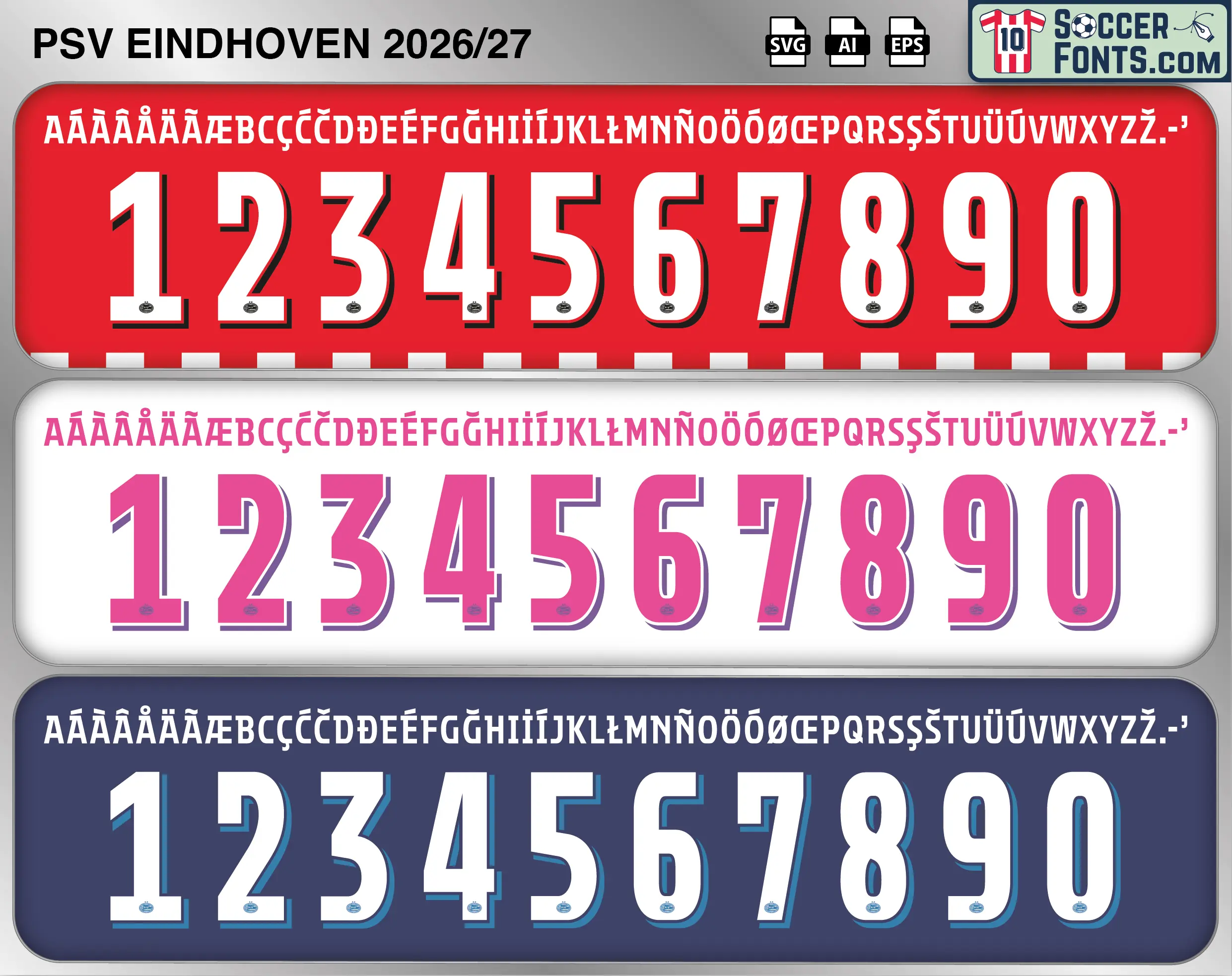 PSV Eindhoven 2026-27 Font football shirt vector design