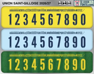Union SG 2026-27 football shirt font showing alphabet letters and jersey numbers