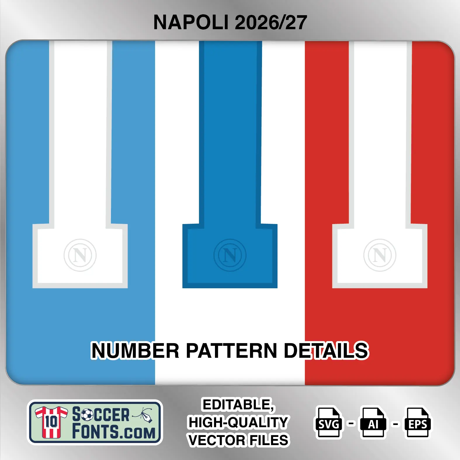Napoli 2026-27 football shirt number close-up showing pattern and club crest details inside