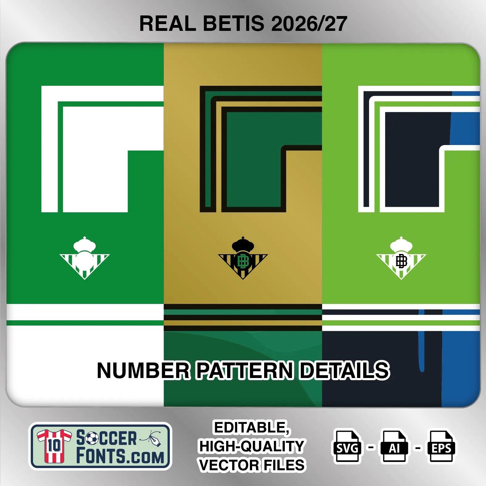 Real Betis 2026-27 football shirt number close-up showing pattern and club crest details inside