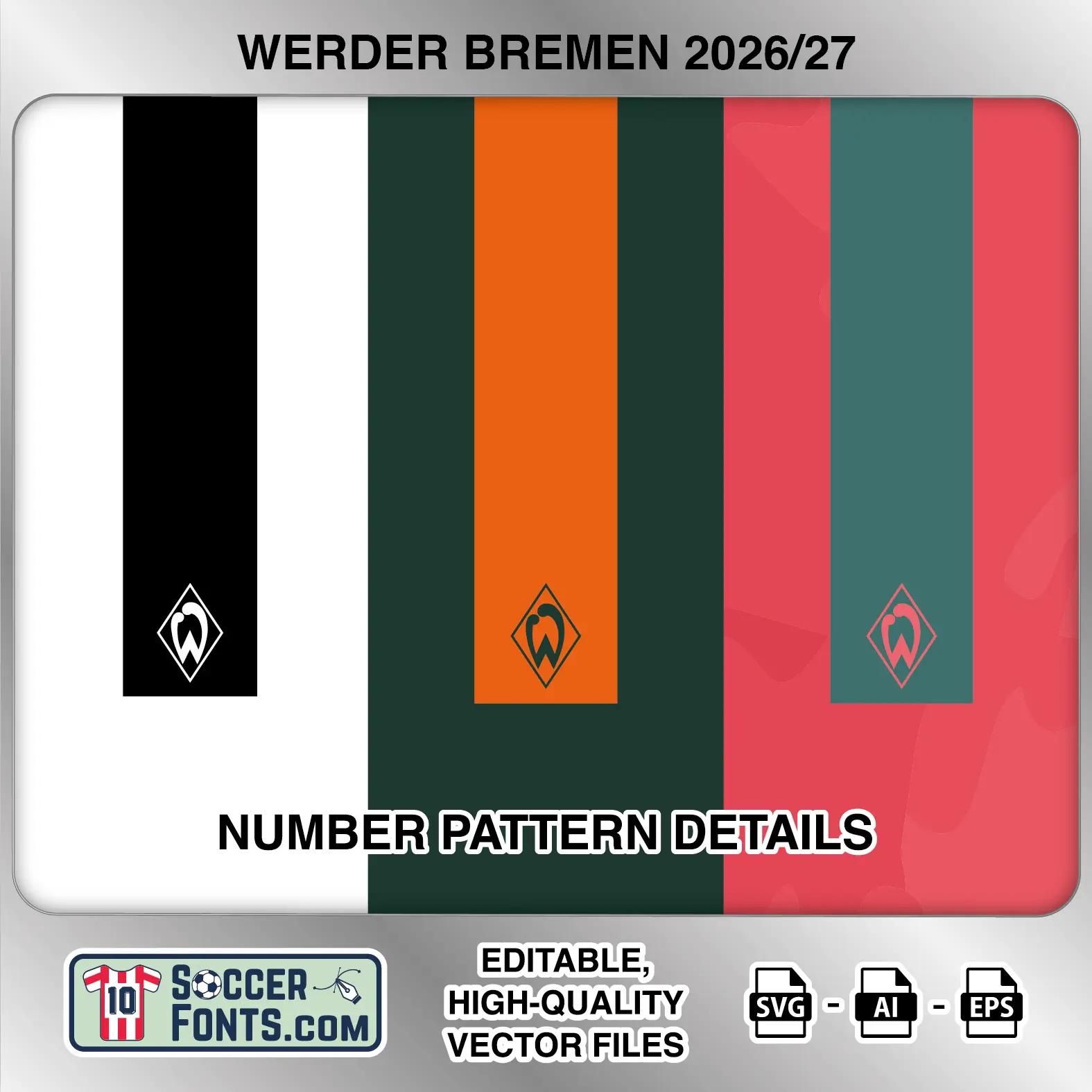 Werder Bremen 2026-27 football shirt number close-up showing pattern and club crest details inside
