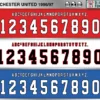 Manchester United 1996-97 football shirt font showing alphabet letters and jersey numbers