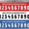 Manchester United 1997-98 football shirt font showing alphabet letters and jersey numbers