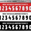 Manchester United 1998-99 football shirt font showing alphabet letters and jersey numbers