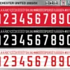 Manchester United 2003-04 football shirt font showing alphabet letters and jersey numbers