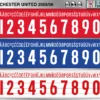 Manchester United 2005-06 football shirt font showing alphabet letters and jersey numbers