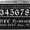 NEC Nijmegen 2026-27 away football shirt font showing alphabet letters and jersey numbers