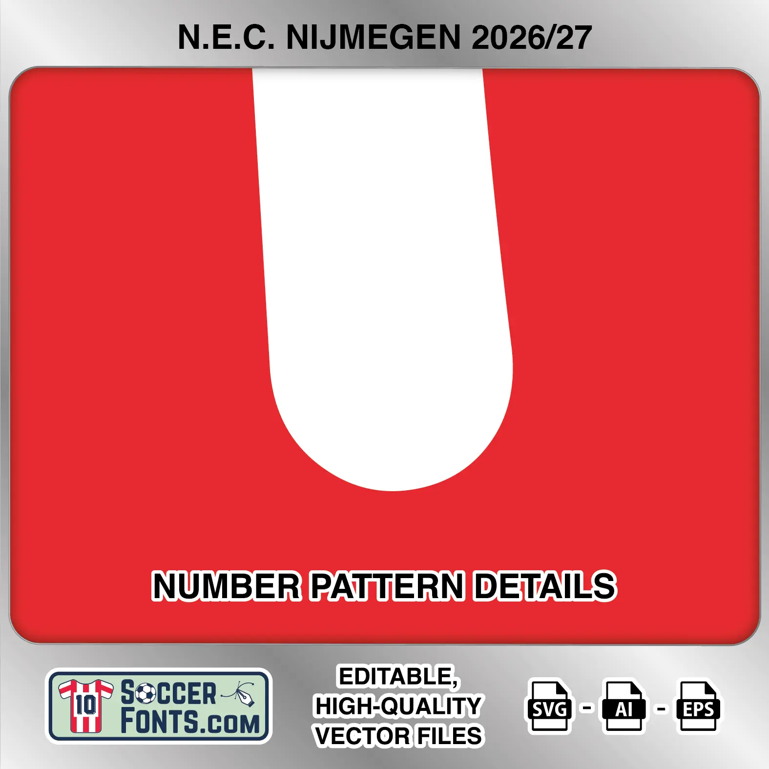 NEC Nijmegen 2026-27 home football shirt number close-up showing pattern and club crest details inside